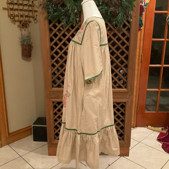 Vintage Bechamel Boho Cottage Fairy Lounge Embroidered Peasant Dress PM - Picture 4 of 8